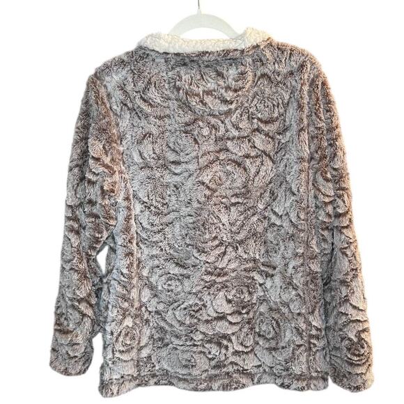 Simply Southern Garden Sherpa Pull-Over in Brown and Cream - Size Small - Picture 2 of 4